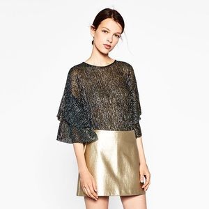 Zara metallic gold mini skirt